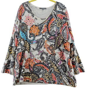 Pierri Womens Blouse Multi-Color Size 1X Viscose Blend Stretch Pullover